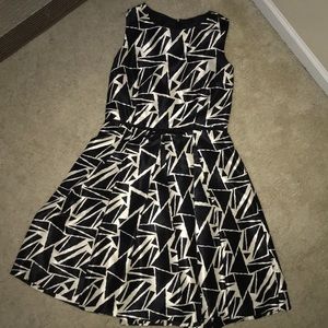 B&W Midi A-line Dress